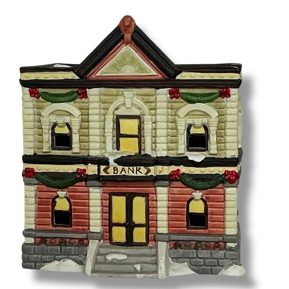 Vintage Victorian Village Collectibles BANK Hand Painted Porcelain Building 1990 - Picture 4 of 16